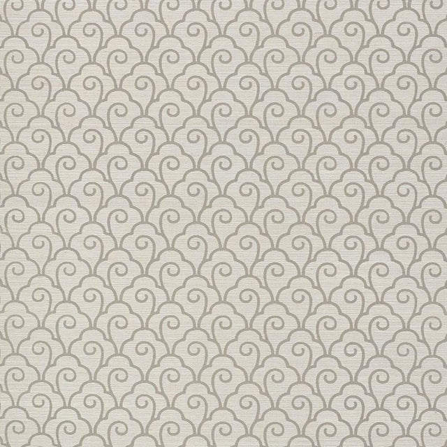 Schumacher Scallop Filigree Sisal Fog Wallpaper