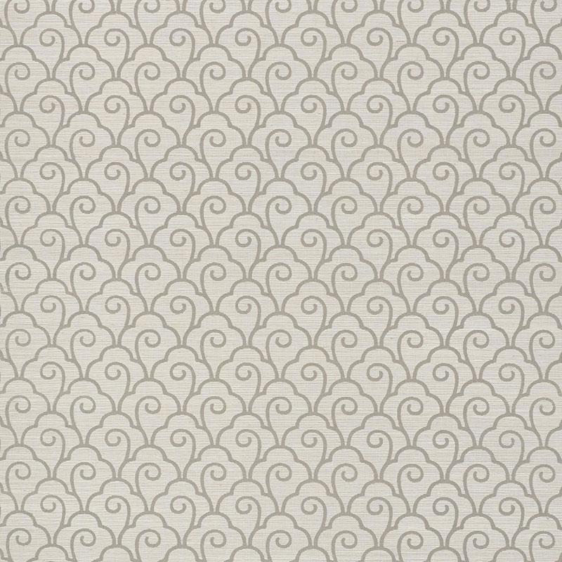 Schumacher Scallop Filigree Sisal Fog Wallpaper