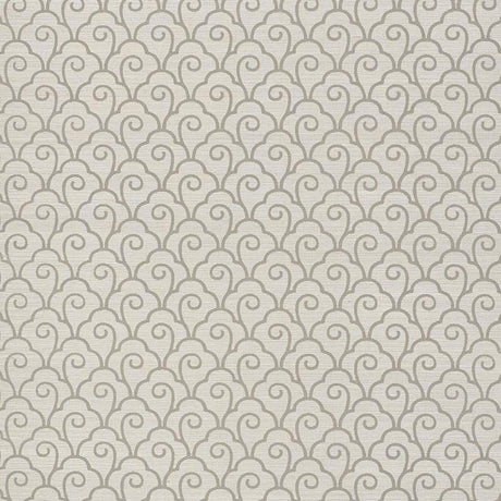 Schumacher Scallop Filigree Sisal Fog Wallpaper