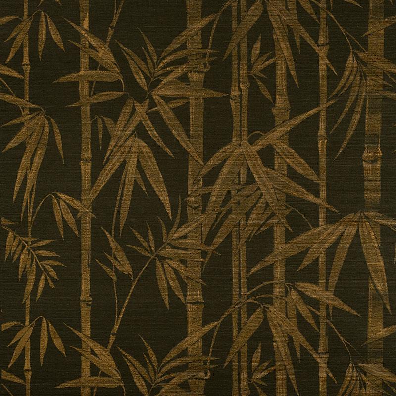 Schumacher Les Bambous Sisal Gold On Jet Wallpaper
