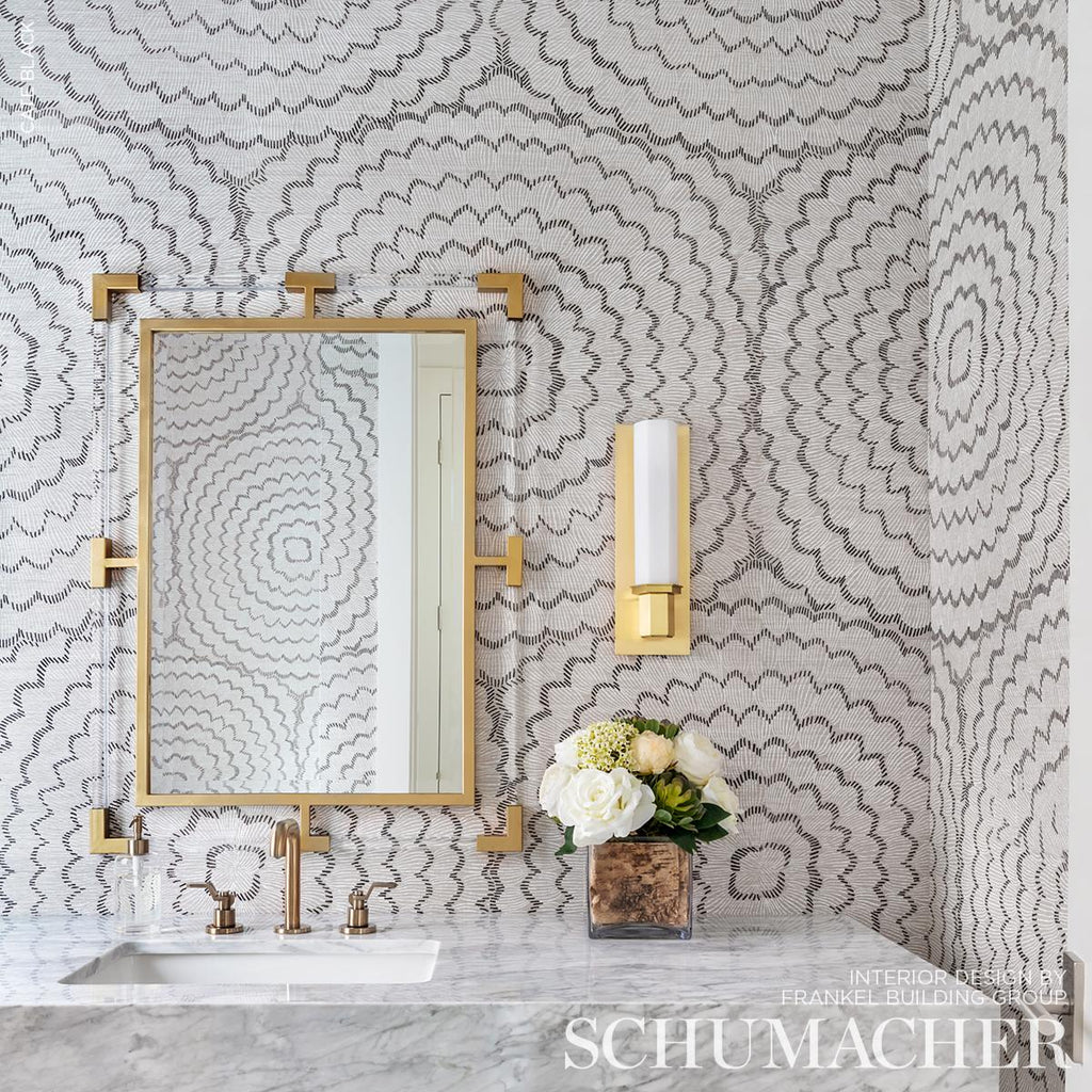 Schumacher Feather Bloom Sisal Dove Wallpaper