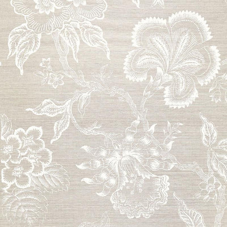 Schumacher Hothouse Flowers Sisal Fog & Chalk Wallpaper