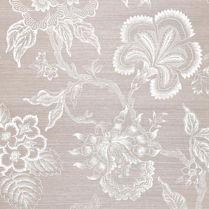 Schumacher Hothouse Flowers Sisal Haze & Chalk Wallpaper