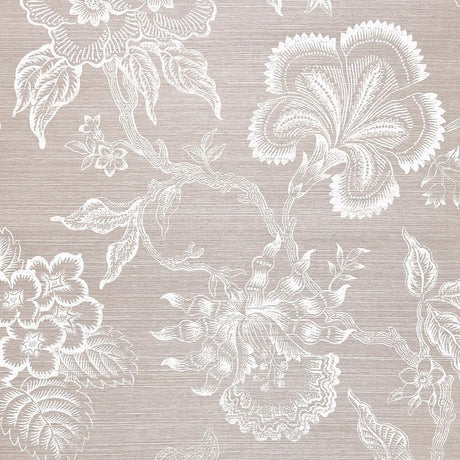 Schumacher Hothouse Flowers Sisal Haze & Chalk Wallpaper