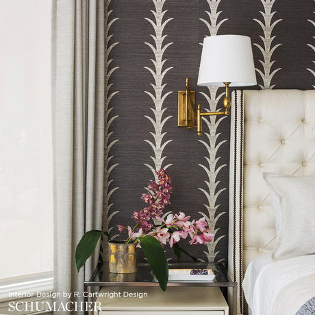 Schumacher Acanthus Stripe Sisal Filigree Wallpaper
