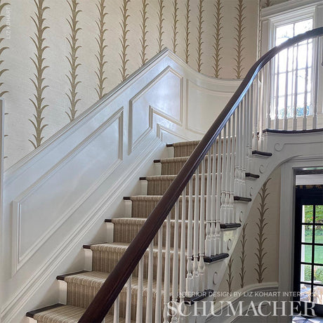 Schumacher Acanthus Stripe Sisal Filigree Wallpaper