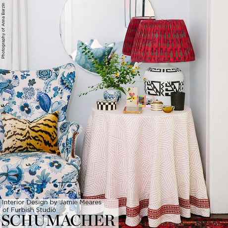 Schumacher Talitha Tape Red On Natural Trim