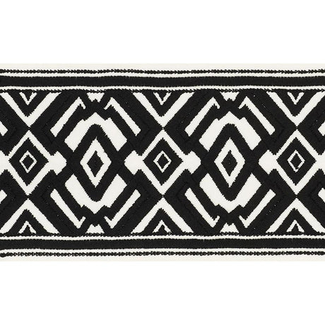 Schumacher Avalon Tape Black On Ivory Trim