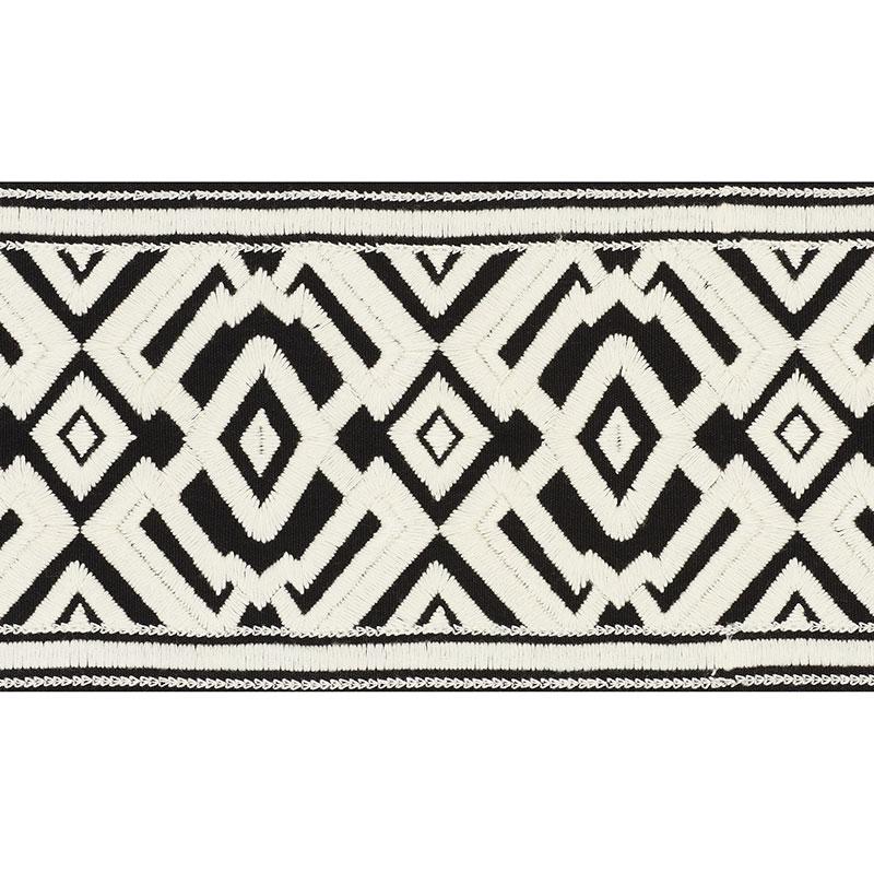 Schumacher Avalon Tape Ivory On Black Trim
