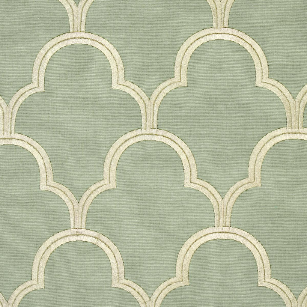 Schumacher Scallop Embroidery Mineral Fabric