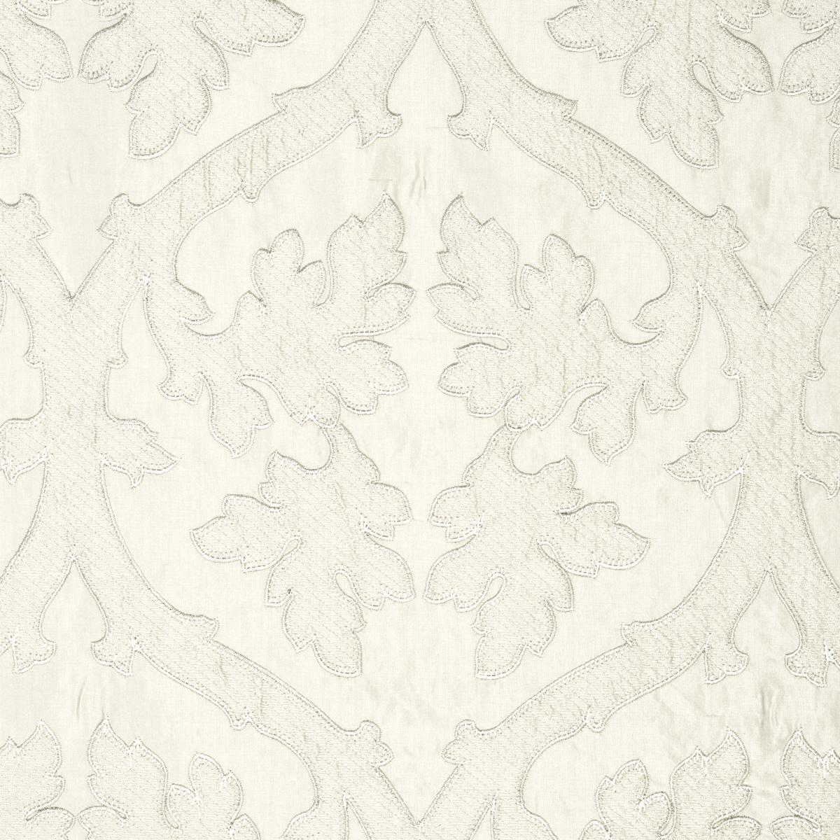 Schumacher Ravenna Embroidery Silver Fabric