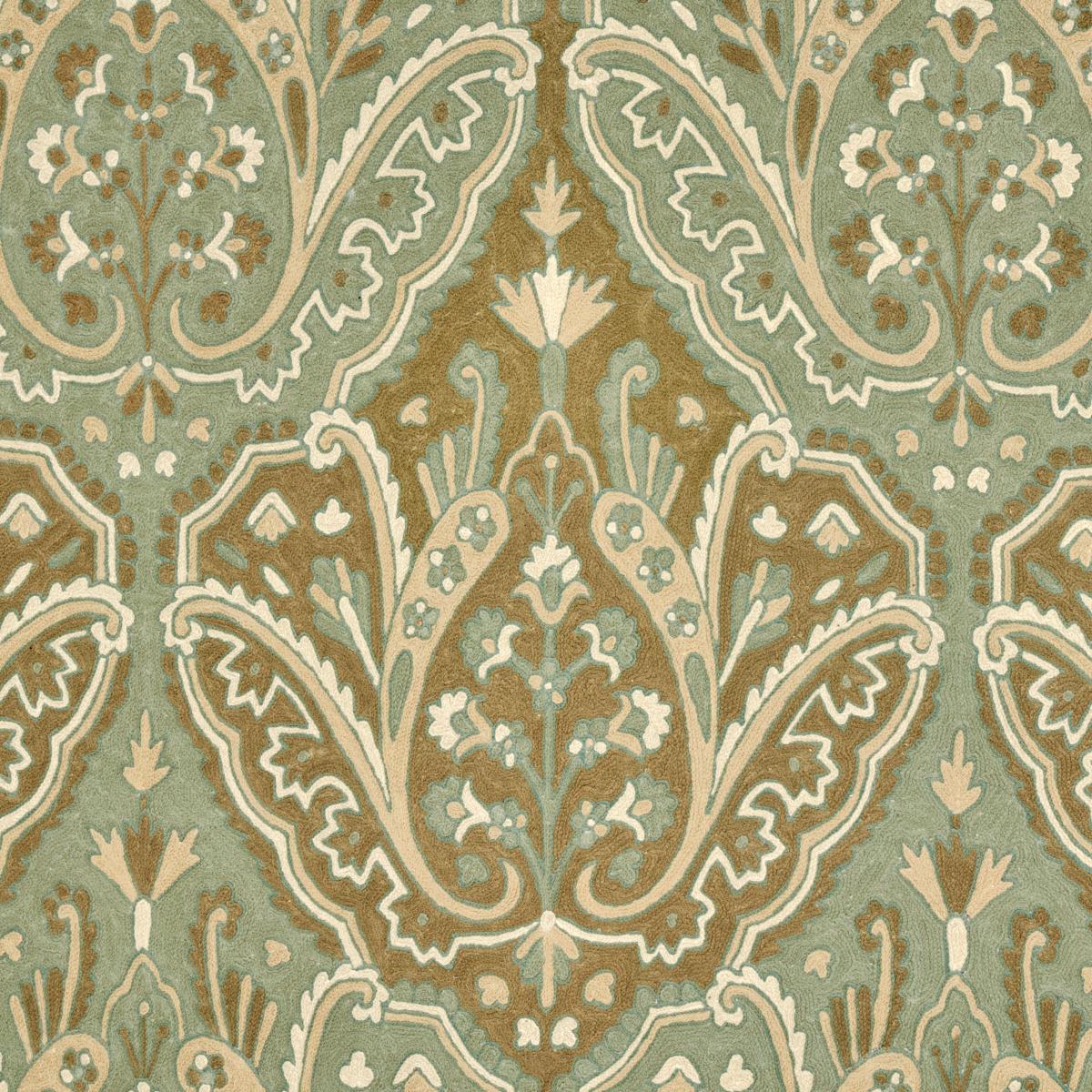 Schumacher Maharajah Crewel Embroidery Verdigris Fabric