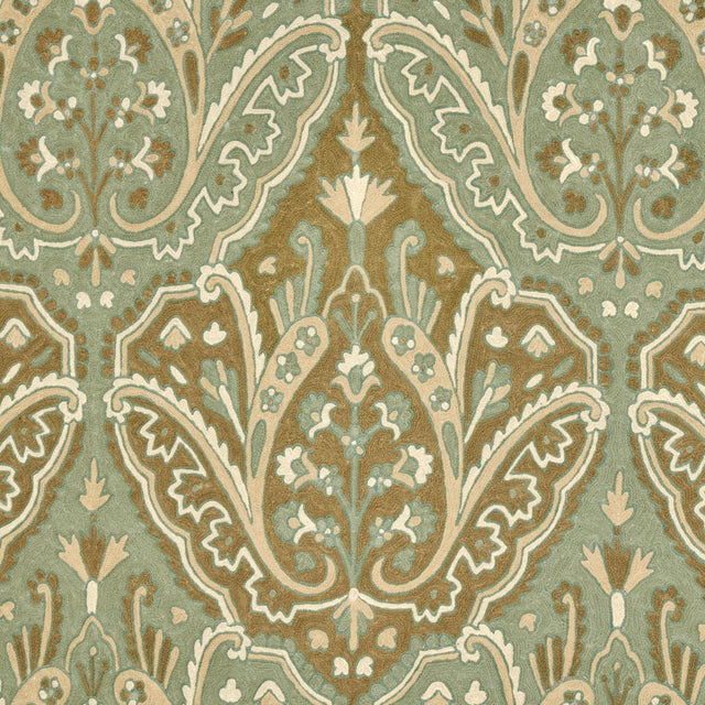 Schumacher Maharajah Crewel Embroidery Verdigris Fabric