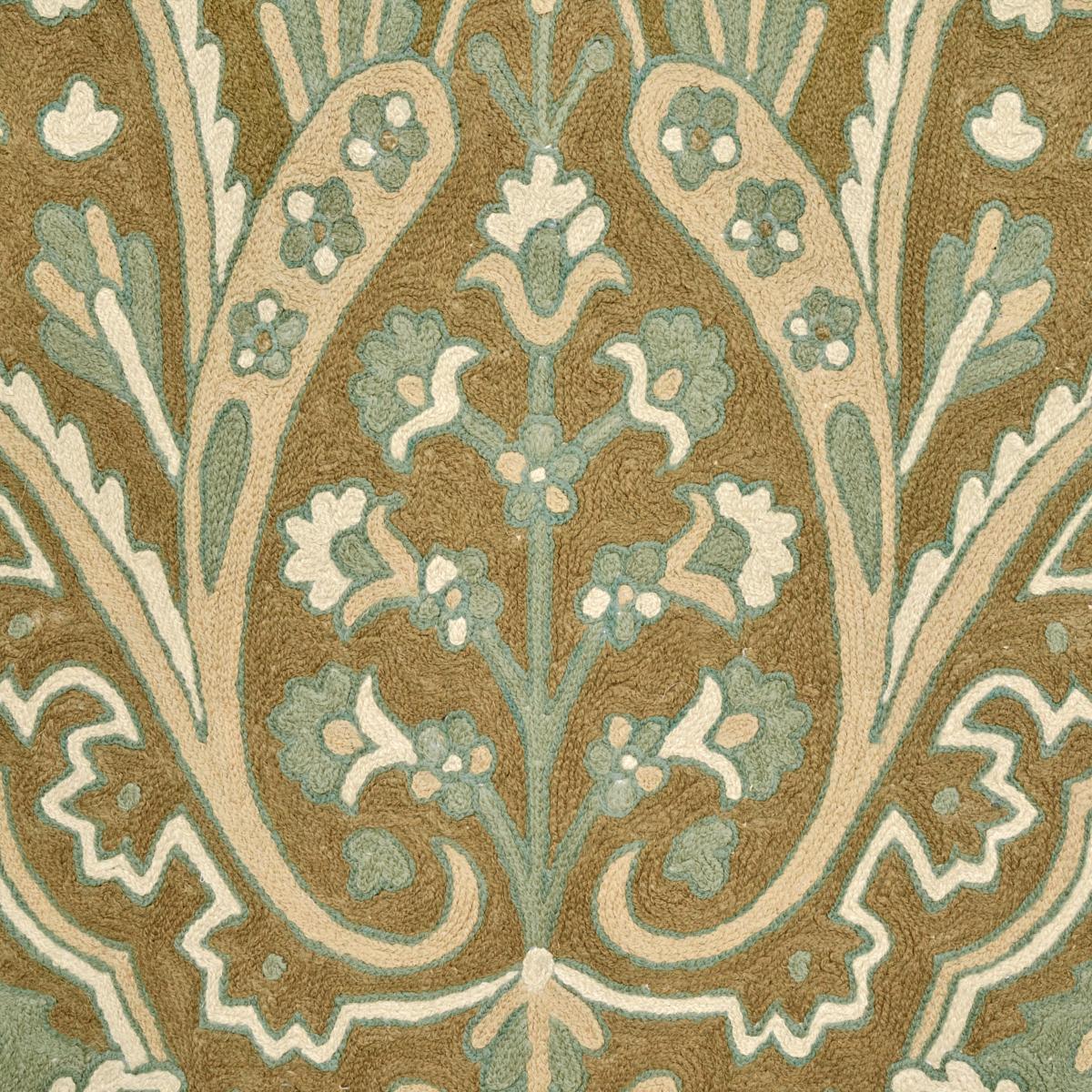 Schumacher Maharajah Crewel Embroidery Verdigris Fabric