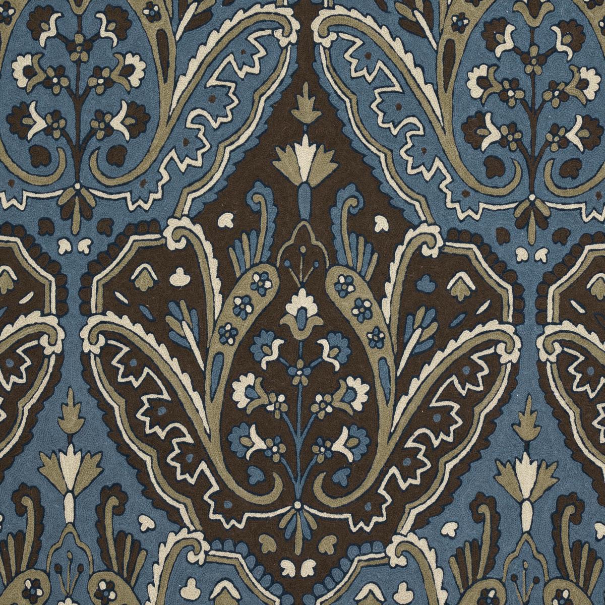Schumacher Maharajah Crewel Embroidery Indigo Fabric