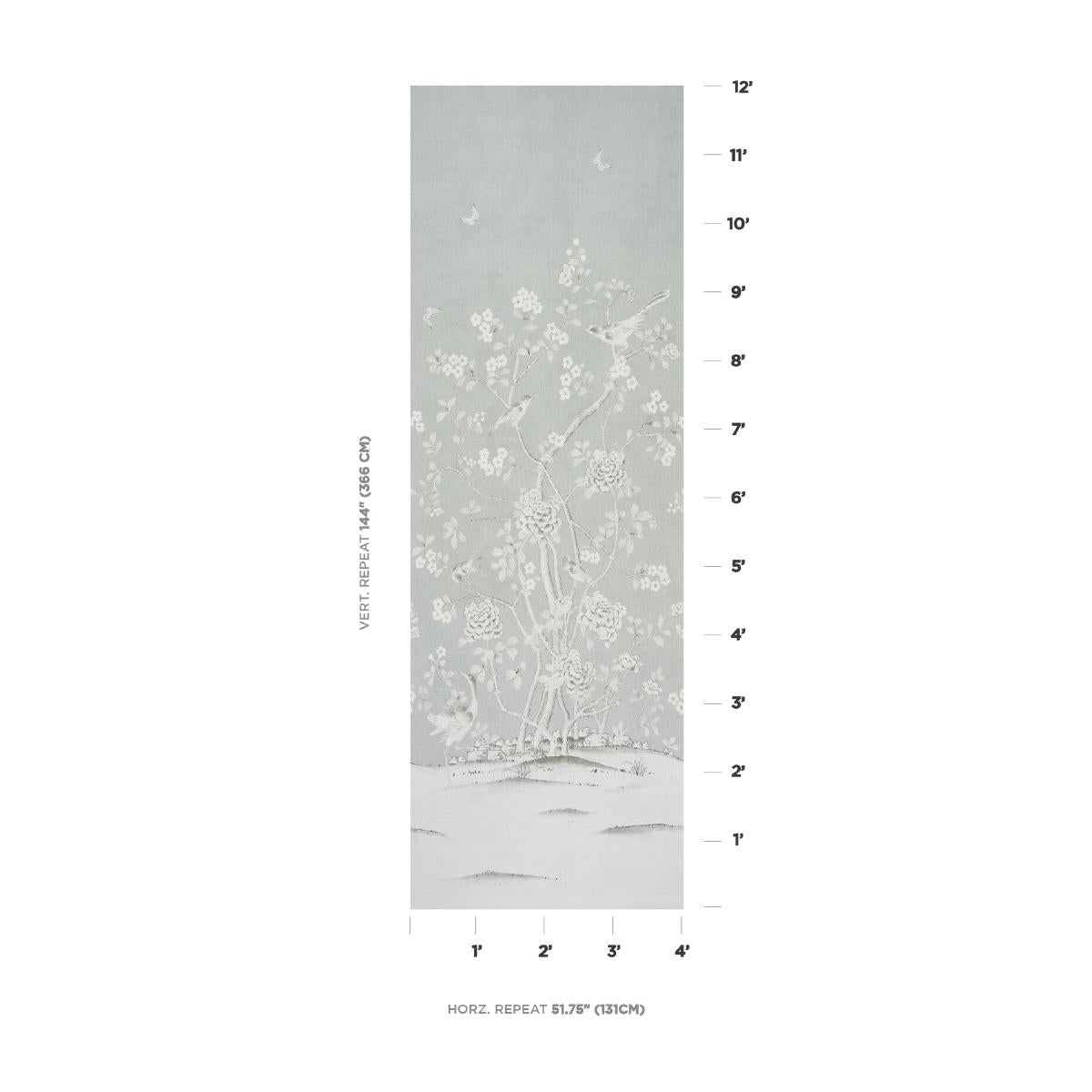 Schumacher Chinois Palais Panel Grisaille Wallpaper