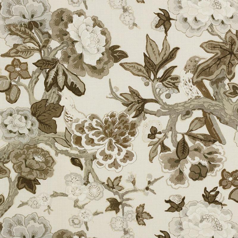 Schumacher Bermuda Blossoms Snow Fabric