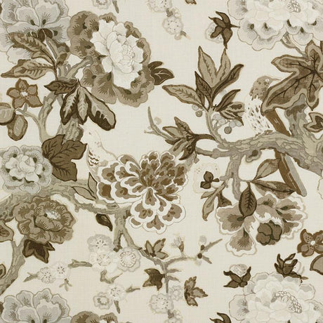 Schumacher Bermuda Blossoms Snow Fabric