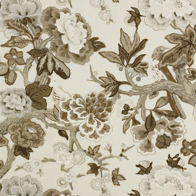 Schumacher Bermuda Blossoms Snow Fabric