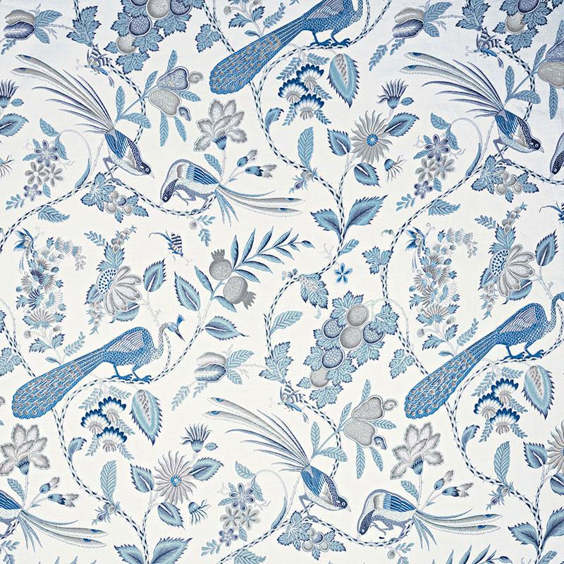 Schumacher Campagne Bleu & Gris Fabric