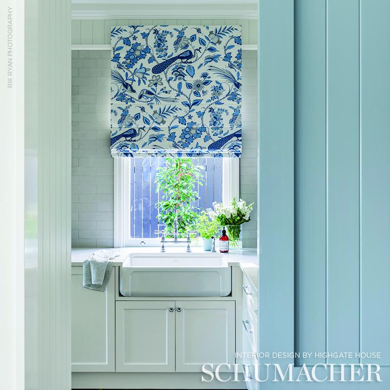 Schumacher Campagne Bleu & Gris Fabric