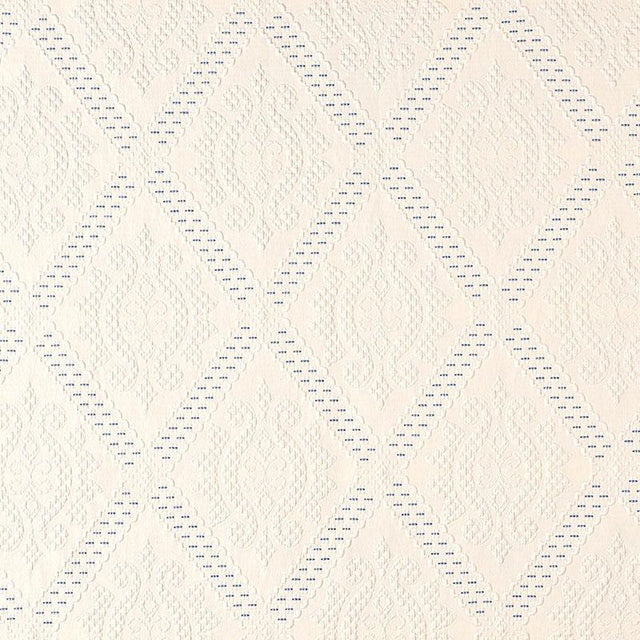 Schumacher Eugenie Matelass Ivory / Bleu Fabric