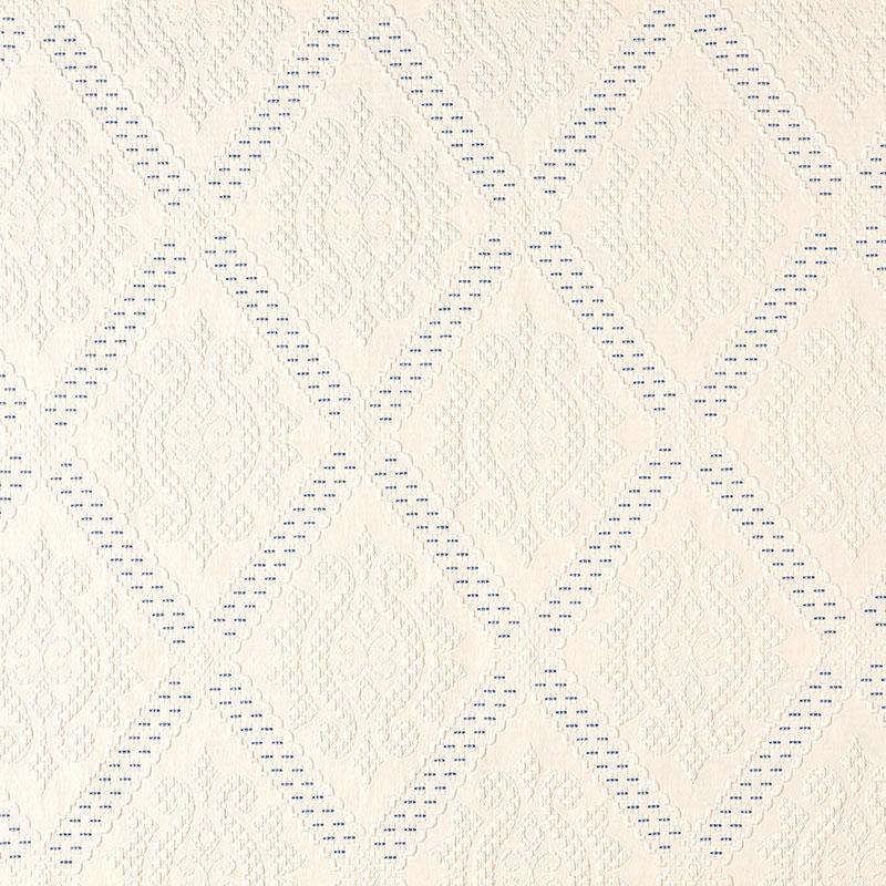 Schumacher Eugenie Matelass Ivory / Bleu Fabric