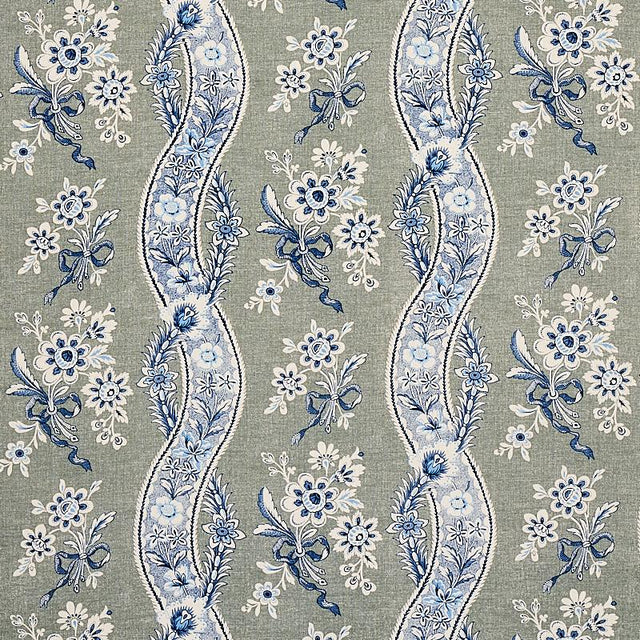Schumacher Le Castellet Gris & Bleu Fabric