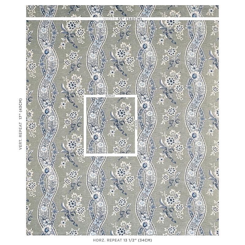 Schumacher Le Castellet Gris & Bleu Fabric