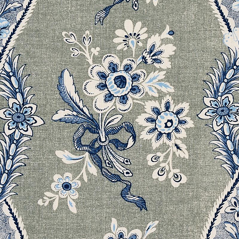 Schumacher Le Castellet Gris & Bleu Fabric