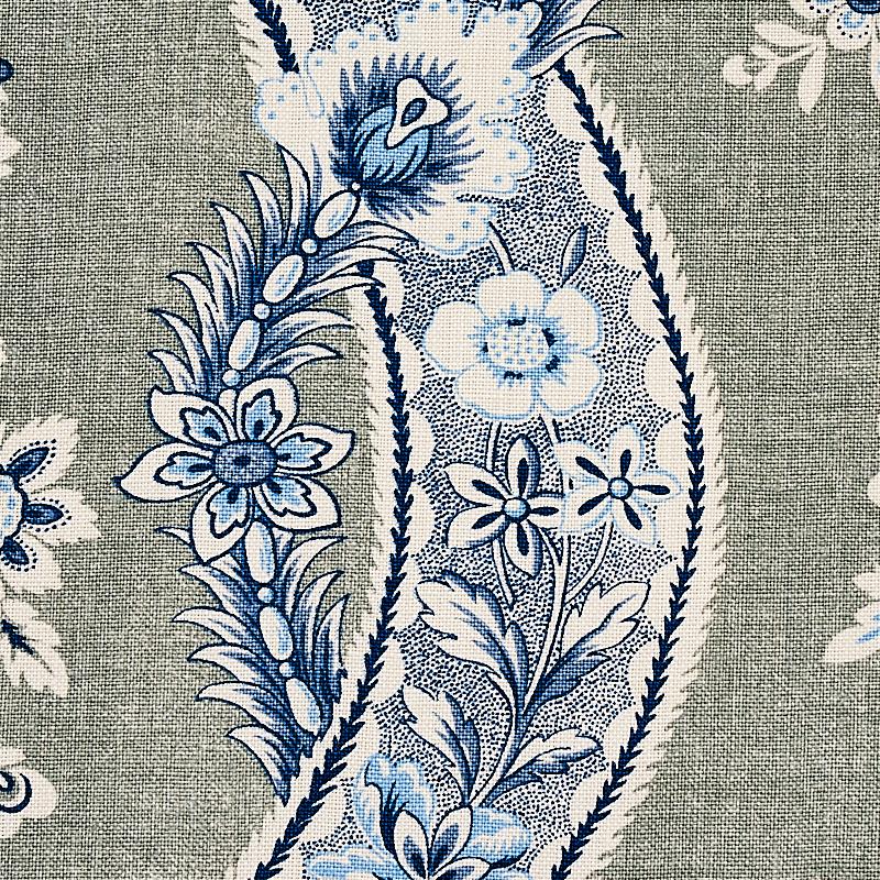 Schumacher Le Castellet Gris & Bleu Fabric