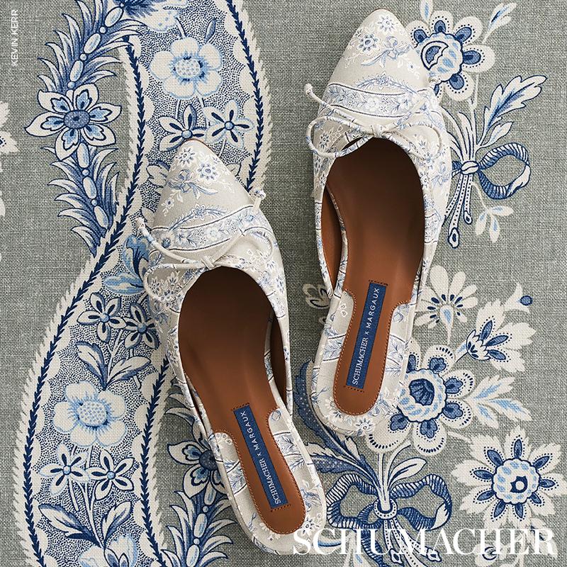 Schumacher Le Castellet Gris & Bleu Fabric