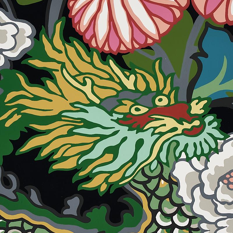 Schumacher Chiang Mai Dragon Ebony Wallpaper