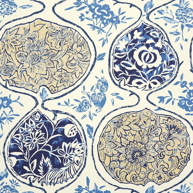 Schumacher Katsugi Blues Wallpaper