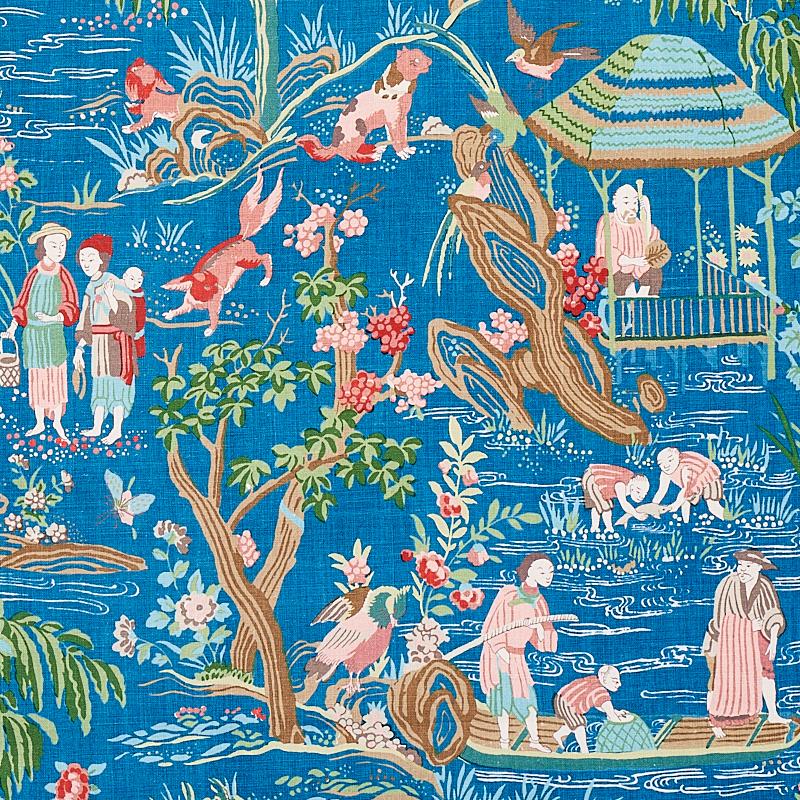 Schumacher Yangtze River Peacock Fabric