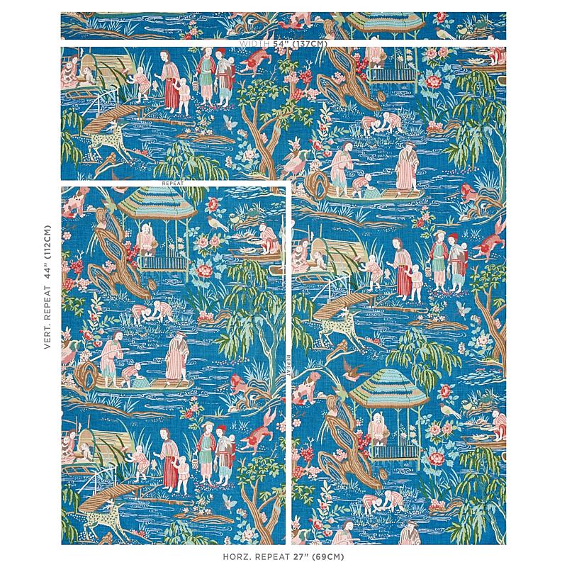 Schumacher Yangtze River Peacock Fabric