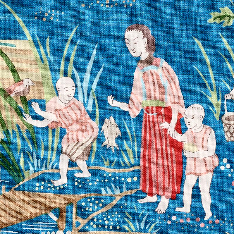 Schumacher Yangtze River Peacock Fabric