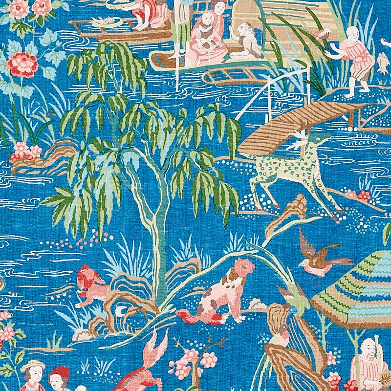 Schumacher Yangtze River Peacock Fabric