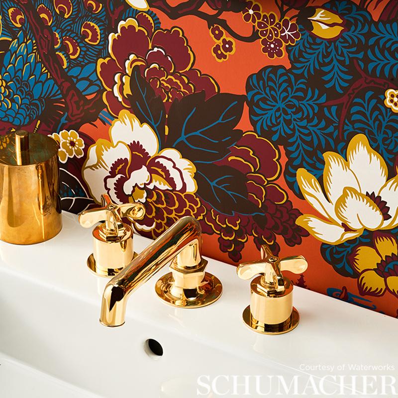 Schumacher Shanghai Peacock Cinnabar Wallpaper – DecoratorsBest
