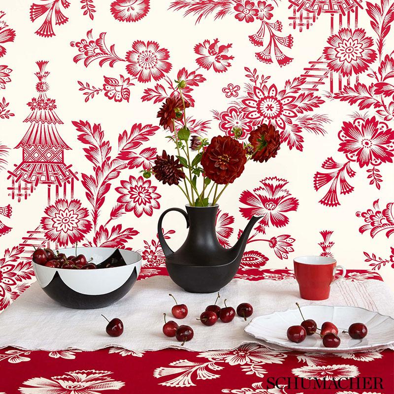 Schumacher Song Garden Porcelain Wallpaper