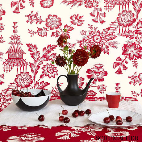 Schumacher Song Garden Porcelain Wallpaper