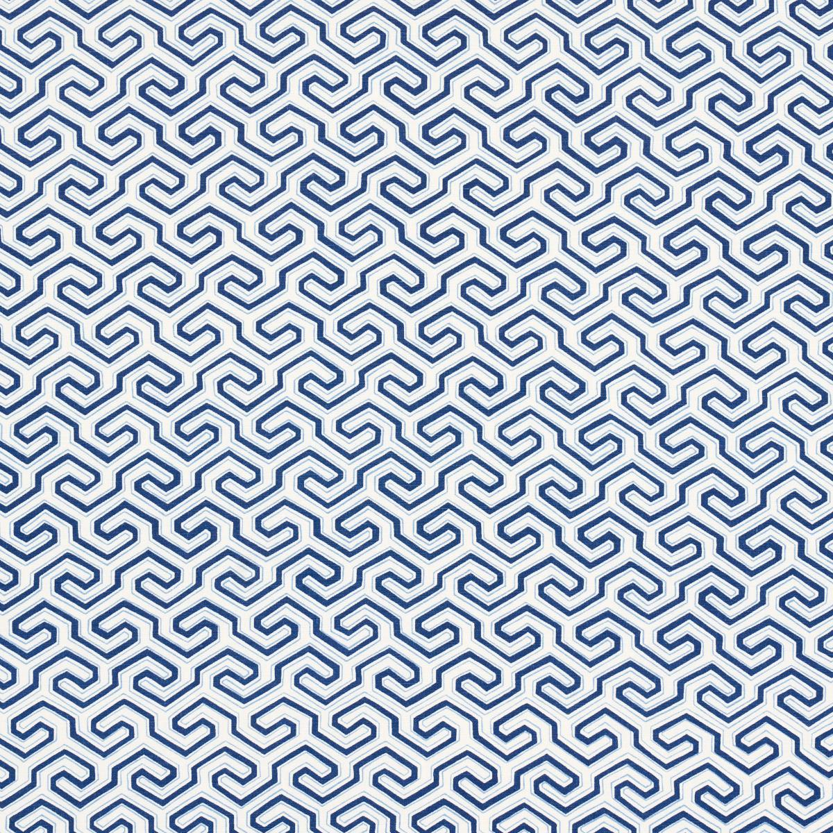 Schumacher Ming Fret Print Blue Fabric