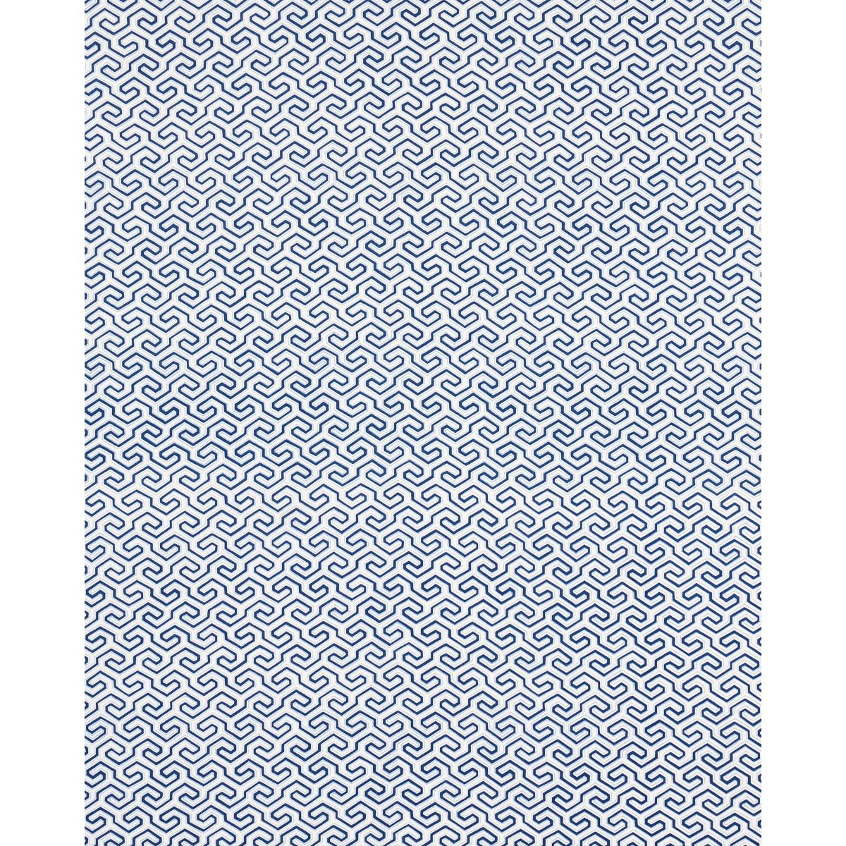 Schumacher Ming Fret Print Blue Fabric