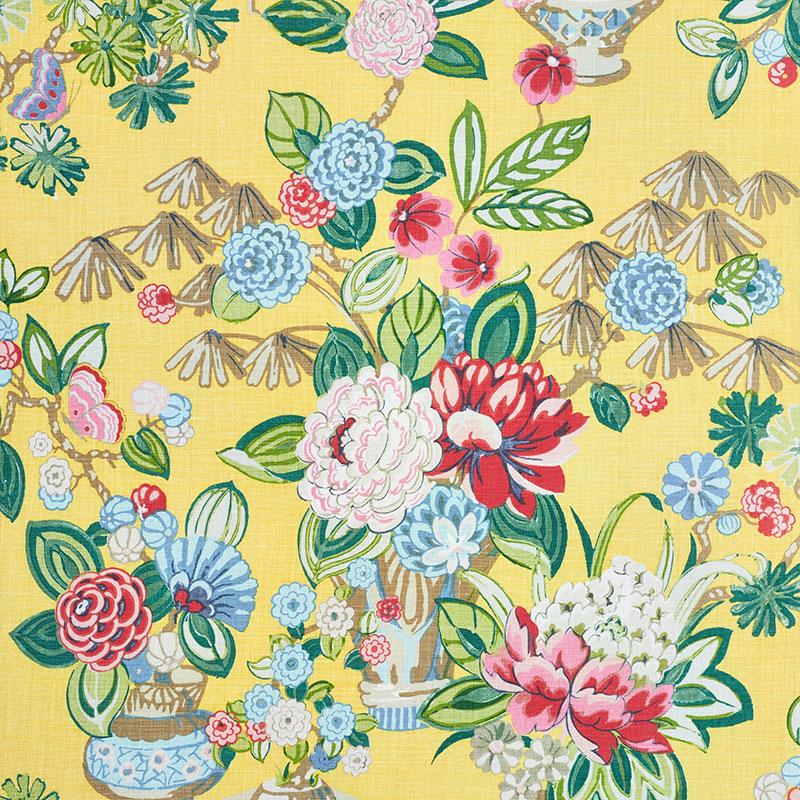 Schumacher Bouquet Chinois Yellow Fabric