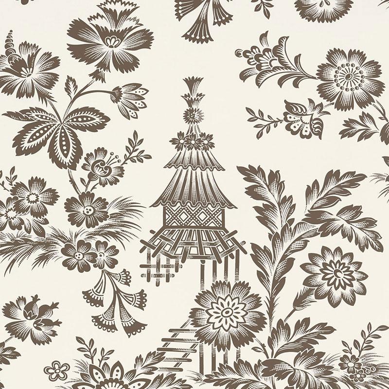 Schumacher Song Garden Cocoa Wallpaper