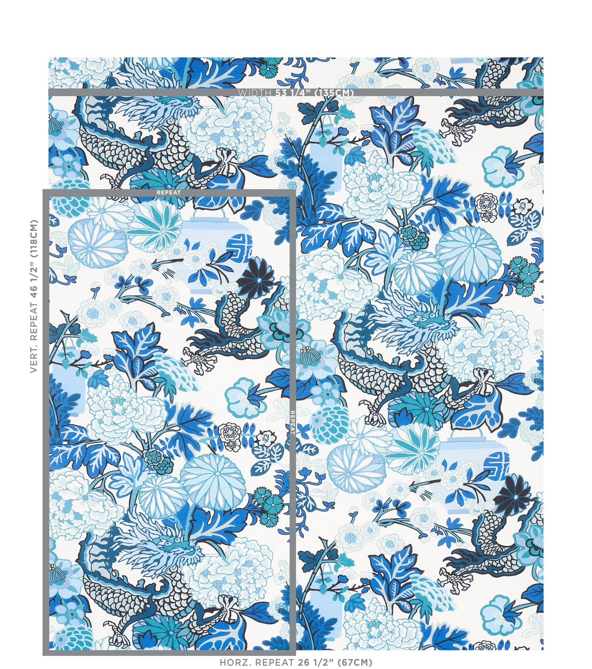 Schumacher Chiang Mai Indoor/Outdoor China Blue Fabric