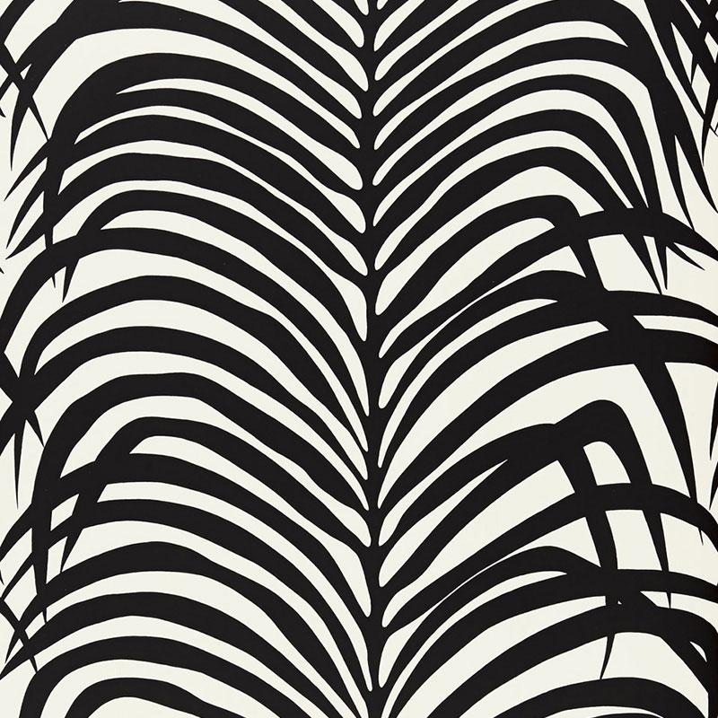 Schumacher Zebra Palm Ebony Wallpaper