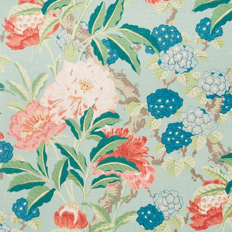 Schumacher Enchanted Garden Aqua Fabric