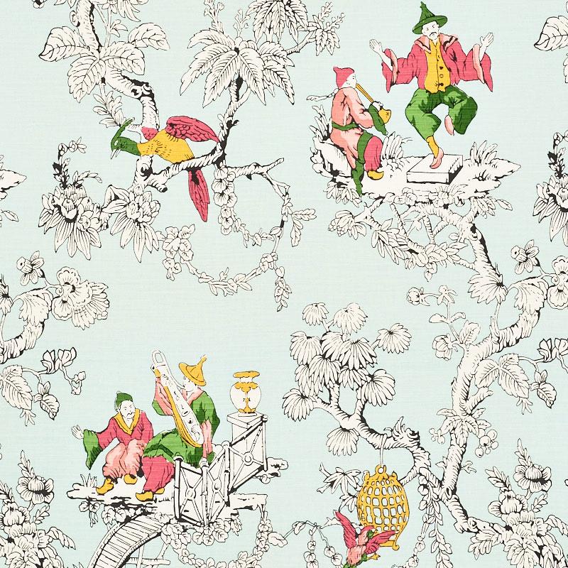 Schumacher Chinoiserie Moderne Aqua Fabric