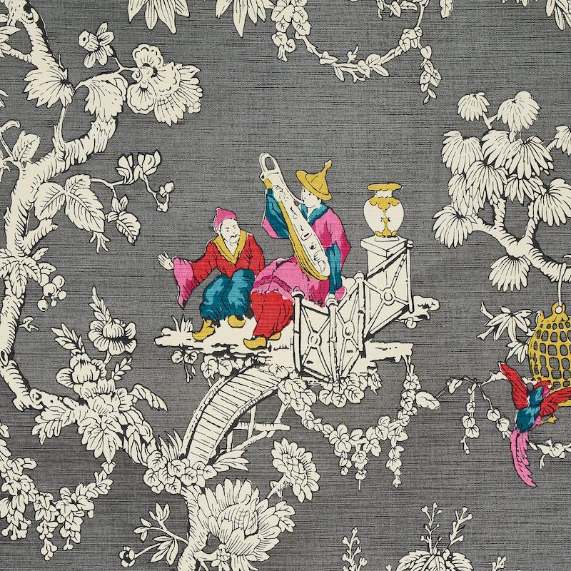 Schumacher Chinoiserie Moderne Graphite Fabric
